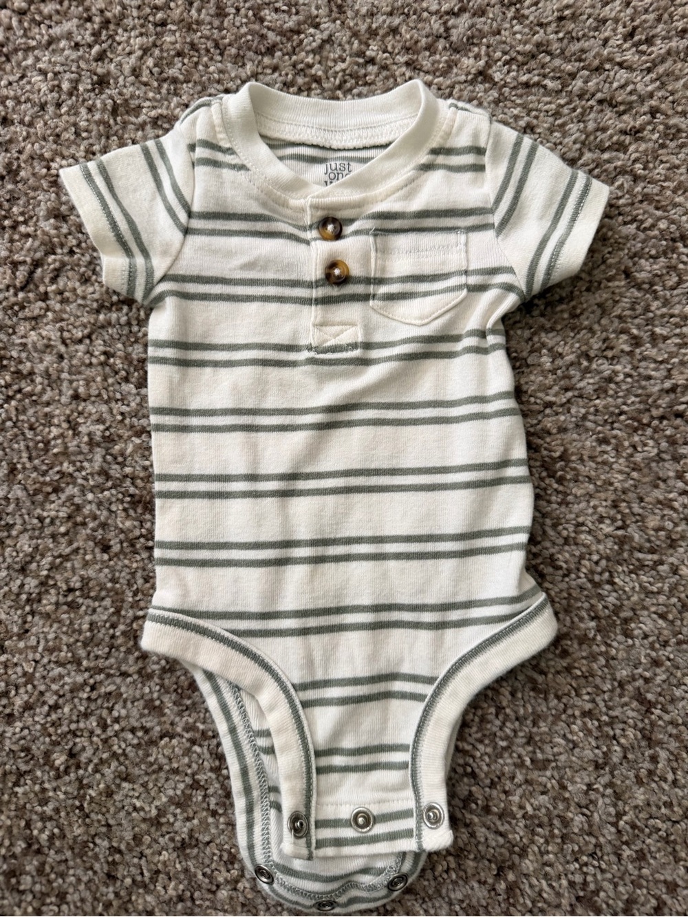 Carter's Cream and Sage Striped Short-Sleeve Onesie